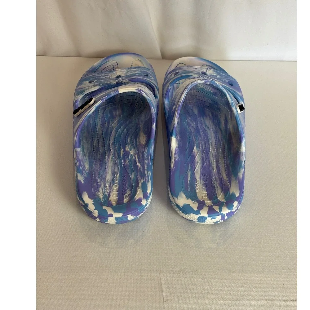 Crocs Classic Sandal Mens 9 Womens 11 Blue Purple Marbled‎ Swirl Slide Comfort